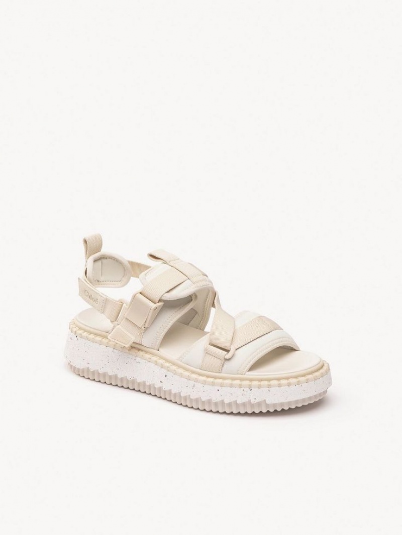 Chloe Lilli Flat Sandals White | CHE-SR14175