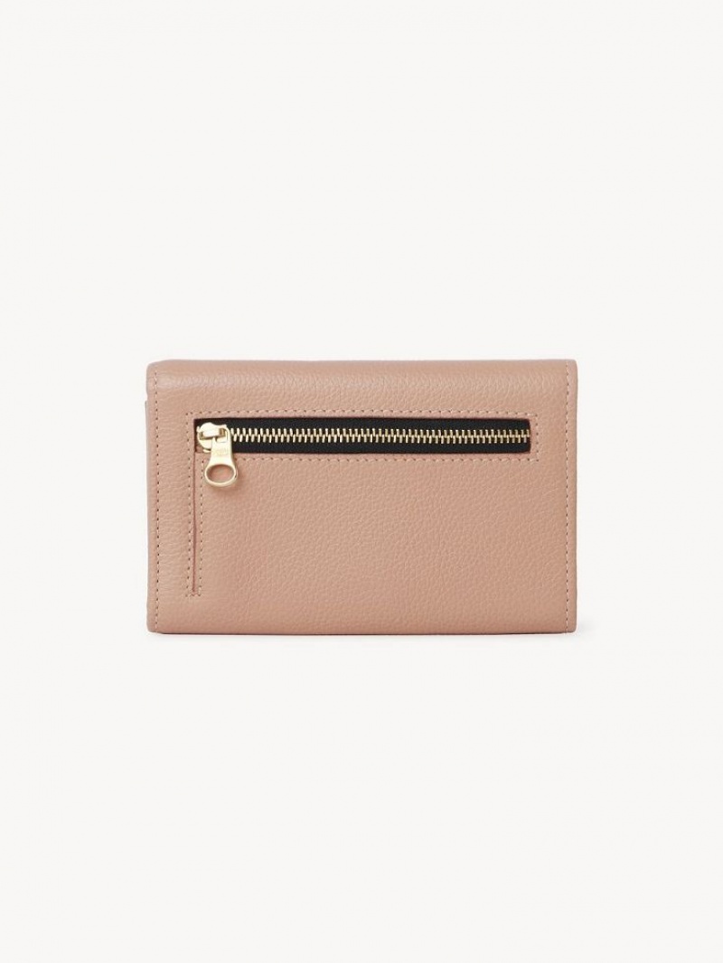 Chloe Lizzie Medium Compact Wallets COFFEE PINK | CHE-SR14897