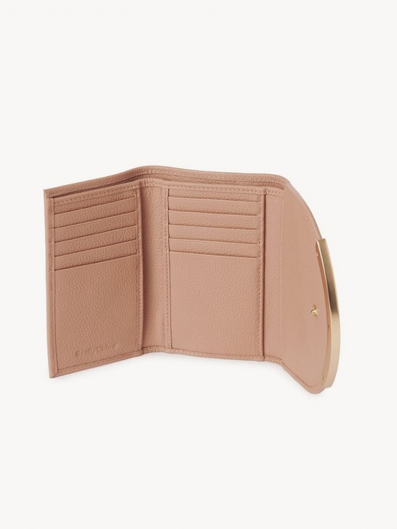 Chloe Lizzie Medium Compact Wallets COFFEE PINK | CHE-SR14897