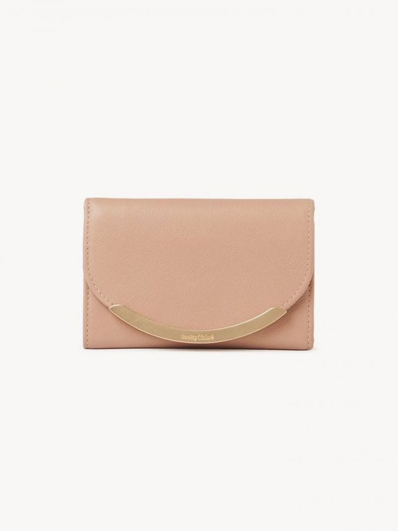 Chloe Lizzie Medium Compact Wallets COFFEE PINK | CHE-SR14897