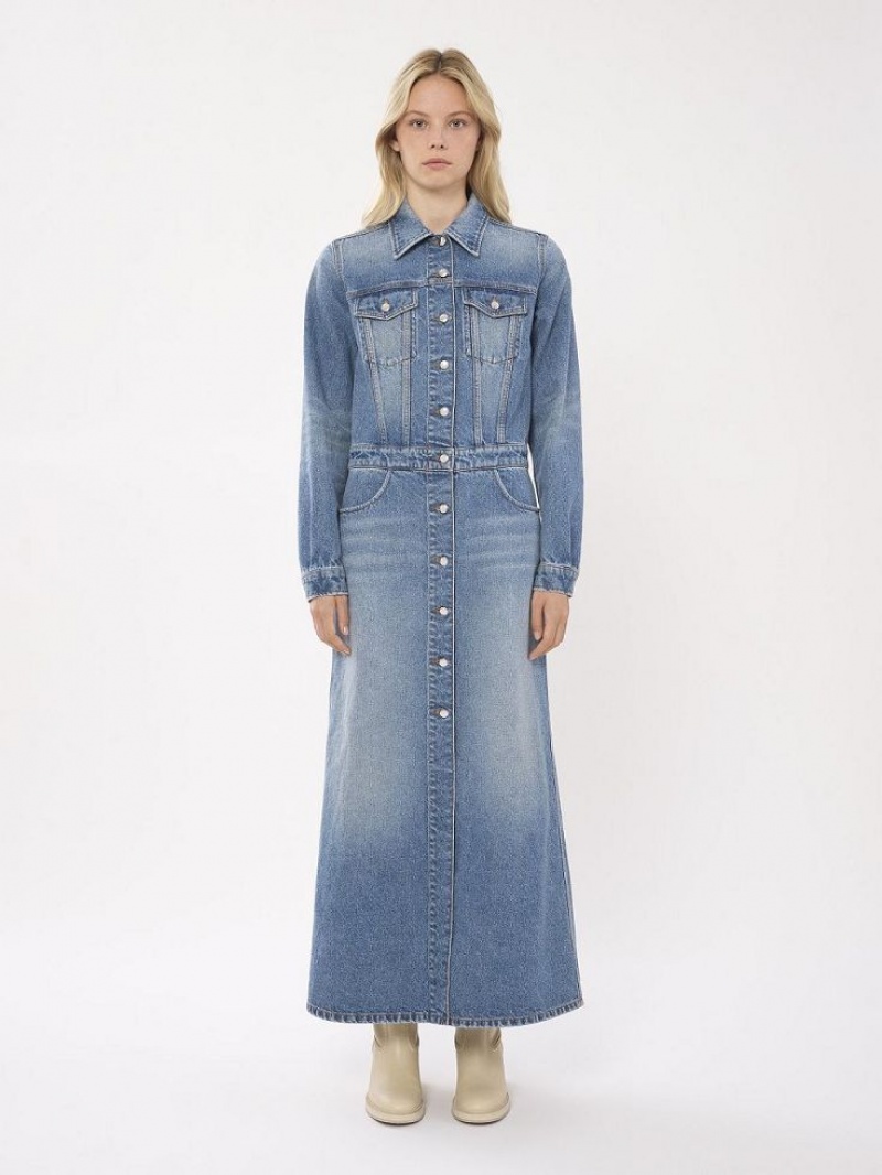 Chloe Long Shirt Dresses FOGGY BLUE | CHE-SR13866