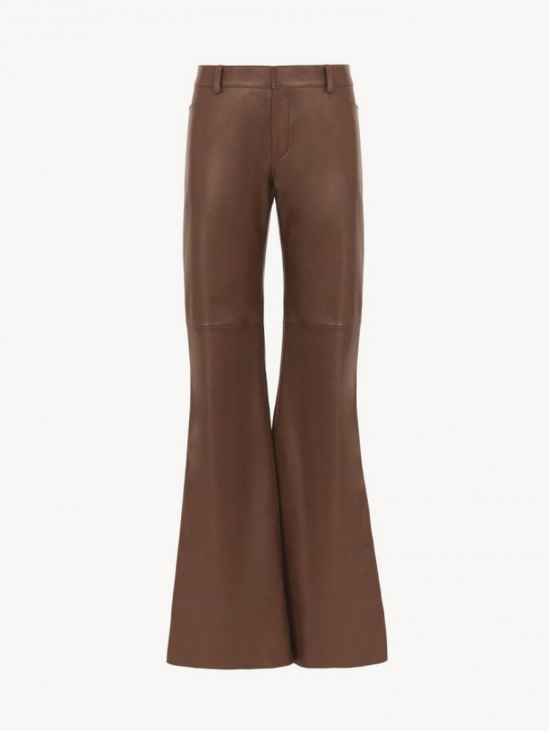 Chloe Low-waist Flare Pants Leather DARK CHESNUT | CHE-SR14118