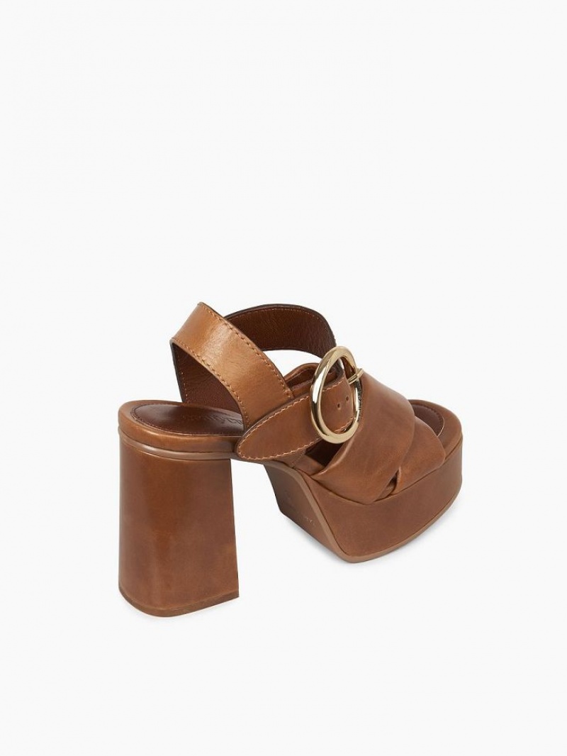 Chloe Lyna Heeled Sandals Cuoio | CHE-SR14841