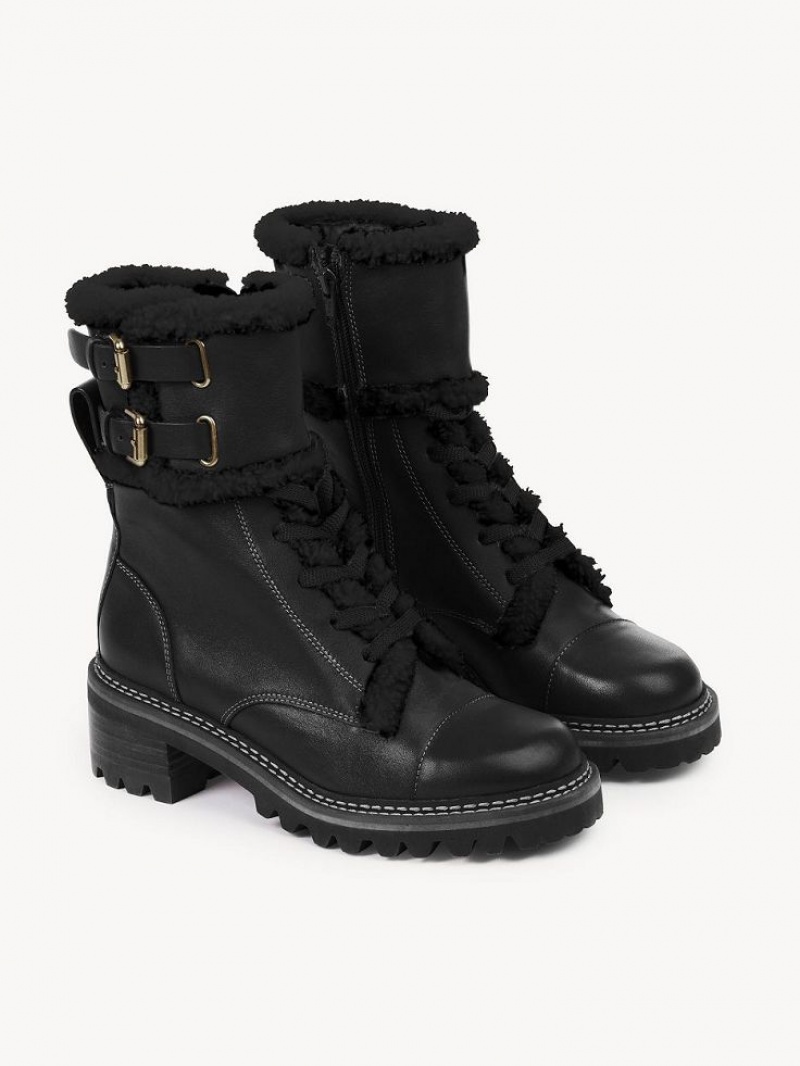 Chloe Mallory Biker Boots Black | CHE-SR14863