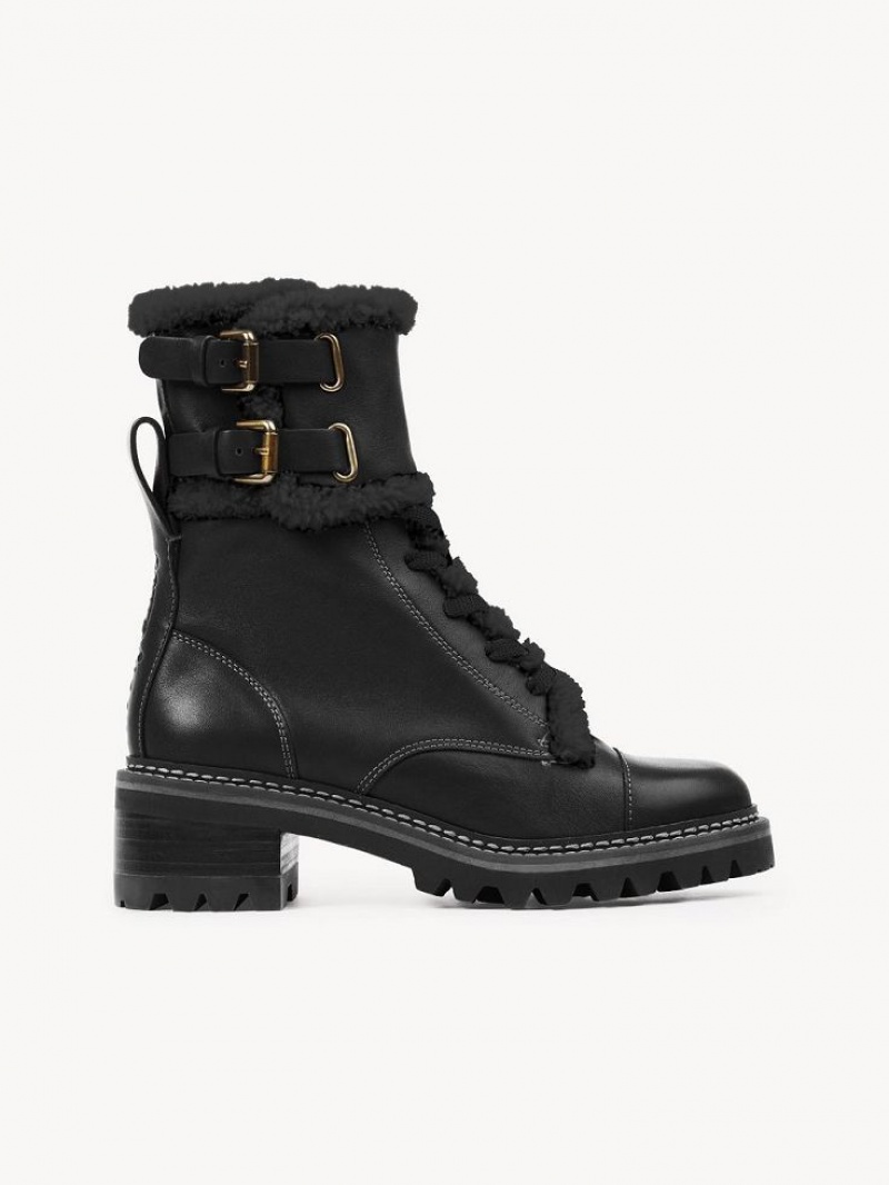 Chloe Mallory Biker Boots Black | CHE-SR14863