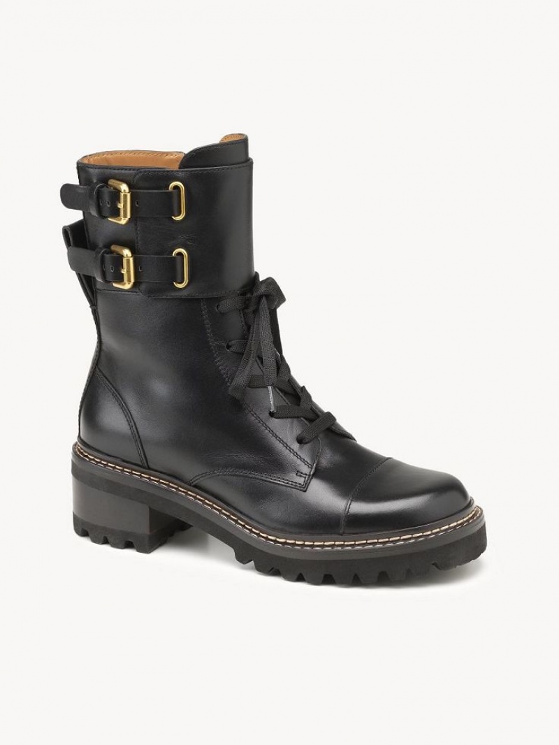 Chloe Mallory Biker Boots Black | CHE-SR14877