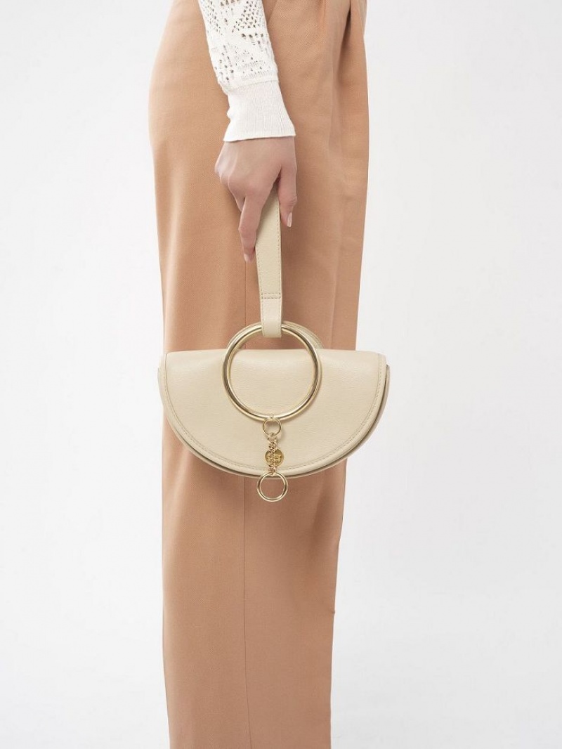 Chloe Mara Half Moon Mini Bags Cement Beige | CHE-SR14755