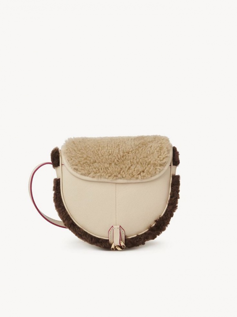 Chloe Mara Small Saddle Shoulder Bags Cement Beige | CHE-SR14604