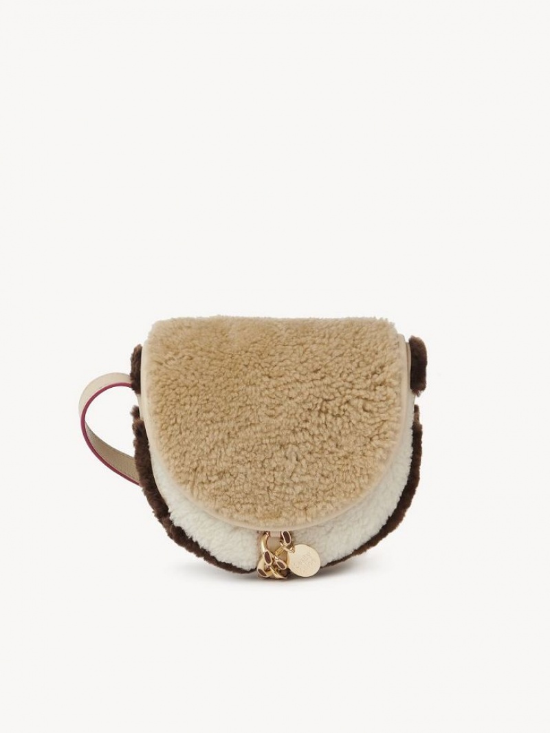 Chloe Mara Small Saddle Shoulder Bags Cement Beige | CHE-SR14604