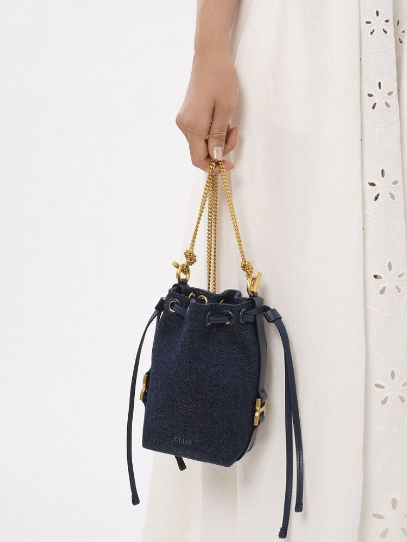 Chloe Marcie Bucket Mini Bags Denim | CHE-SR13715