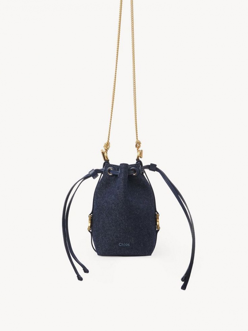 Chloe Marcie Bucket Mini Bags Denim | CHE-SR13715