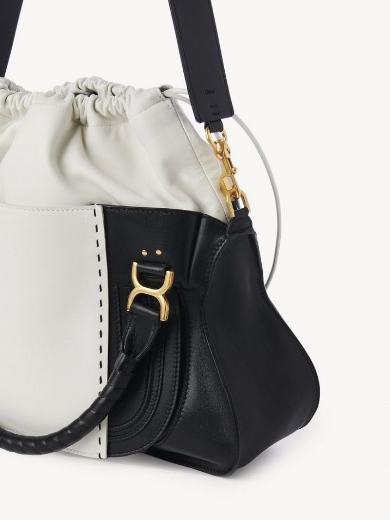 Chloe Marcie Large Double Carry Crossbody Bags BLACK - WHITE 1 | CHE-SR13469