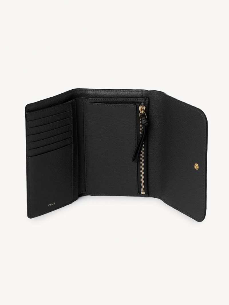 Chloe Marcie Medium Compact Wallets Black | CHE-SR14283