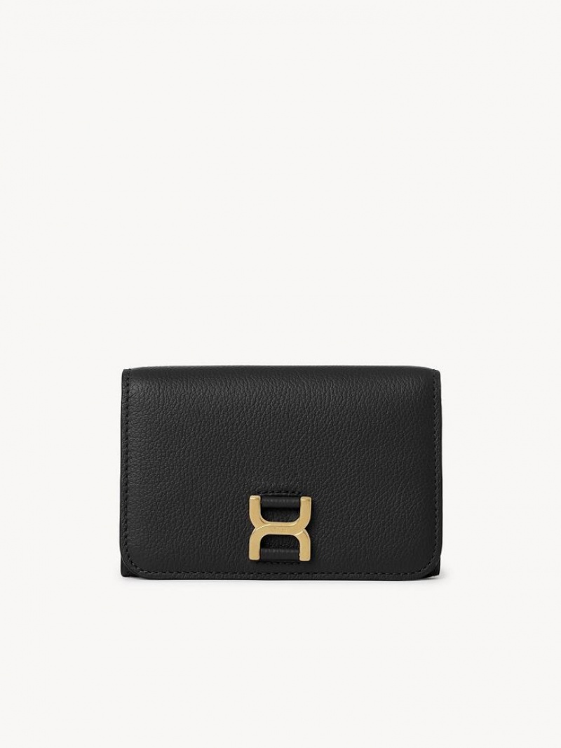 Chloe Marcie Medium Compact Wallets Black | CHE-SR14283