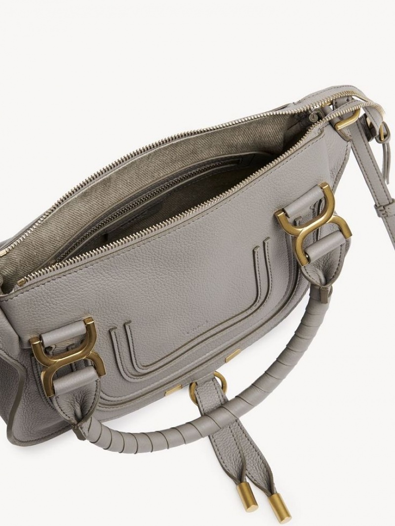 Chloe Marcie Small Double Carry Crossbody Bags Cashmere Grey | CHE-SR13547