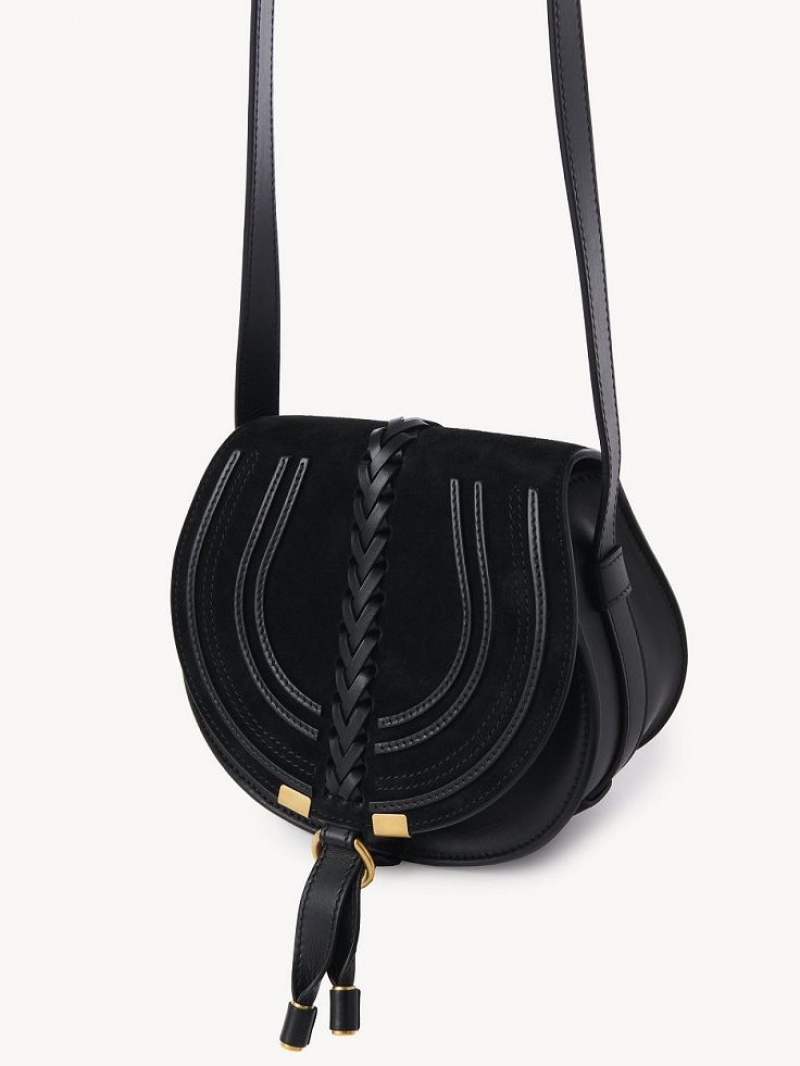 Chloe Marcie Small Saddle Shoulder Bags Black | CHE-SR13413