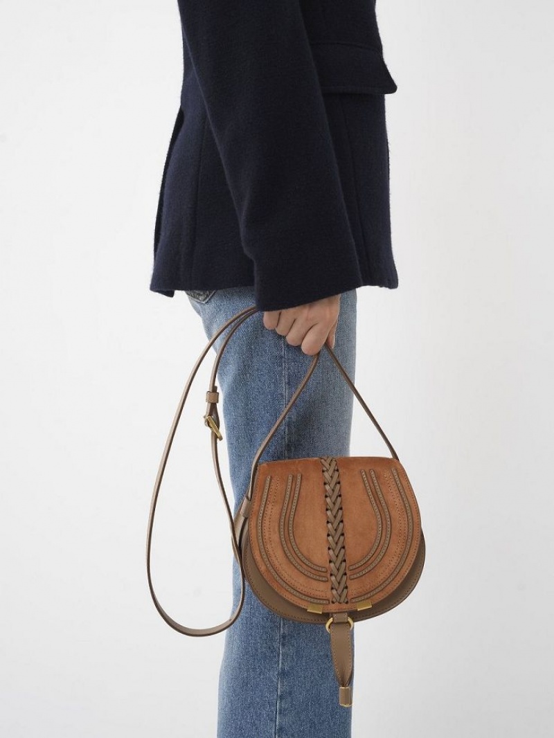 Chloe Marcie Small Saddle Shoulder Bags Ochre Delight | CHE-SR13414