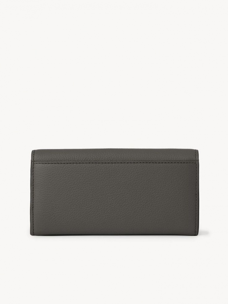 Chloe Marcie With Flap Long Wallets Elephant Grey | CHE-SR14301