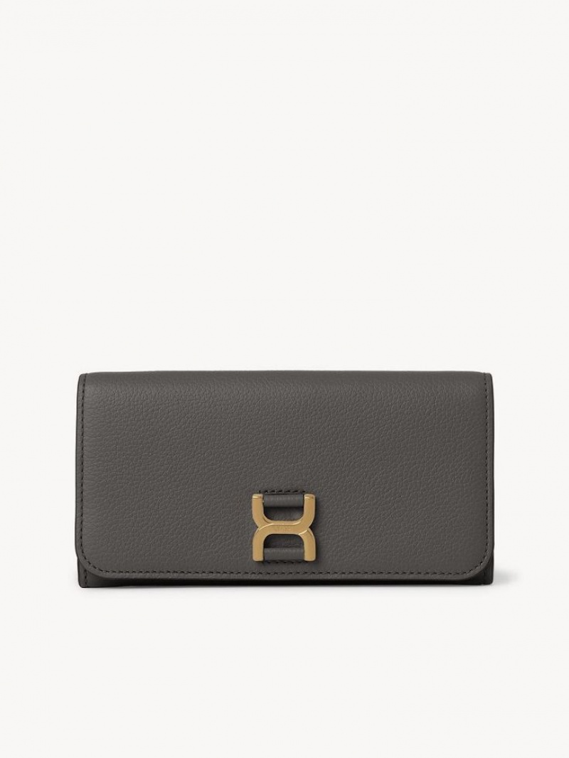 Chloe Marcie With Flap Long Wallets Elephant Grey | CHE-SR14301