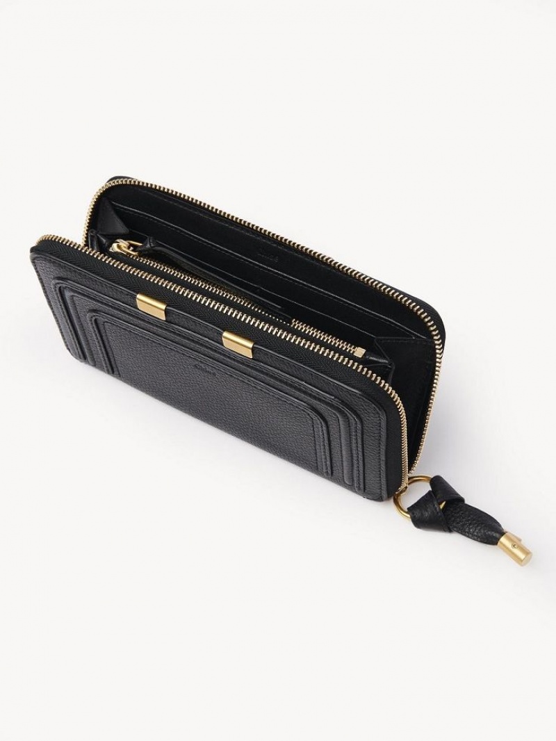 Chloe Marcie Zippered Long Wallets Black | CHE-SR14303