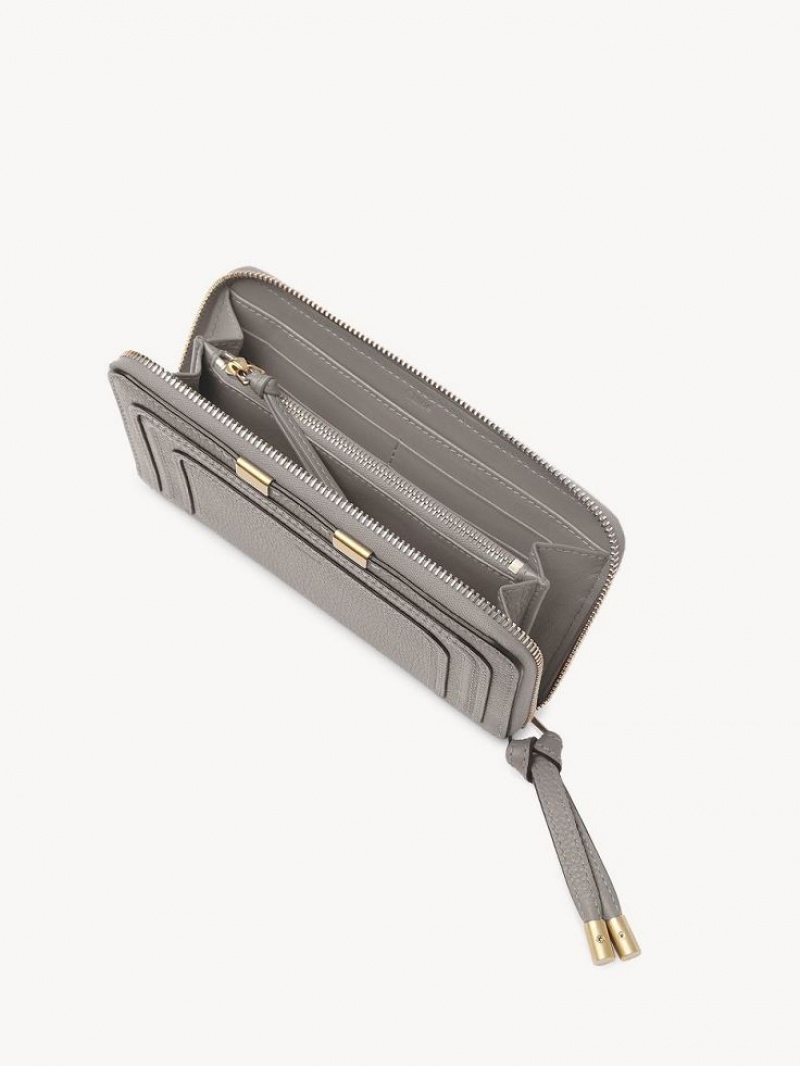 Chloe Marcie Zippered Long Wallets Cashmere Grey | CHE-SR14297