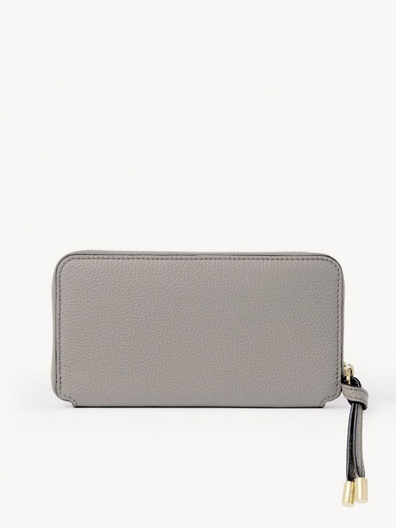 Chloe Marcie Zippered Long Wallets Cashmere Grey | CHE-SR14297