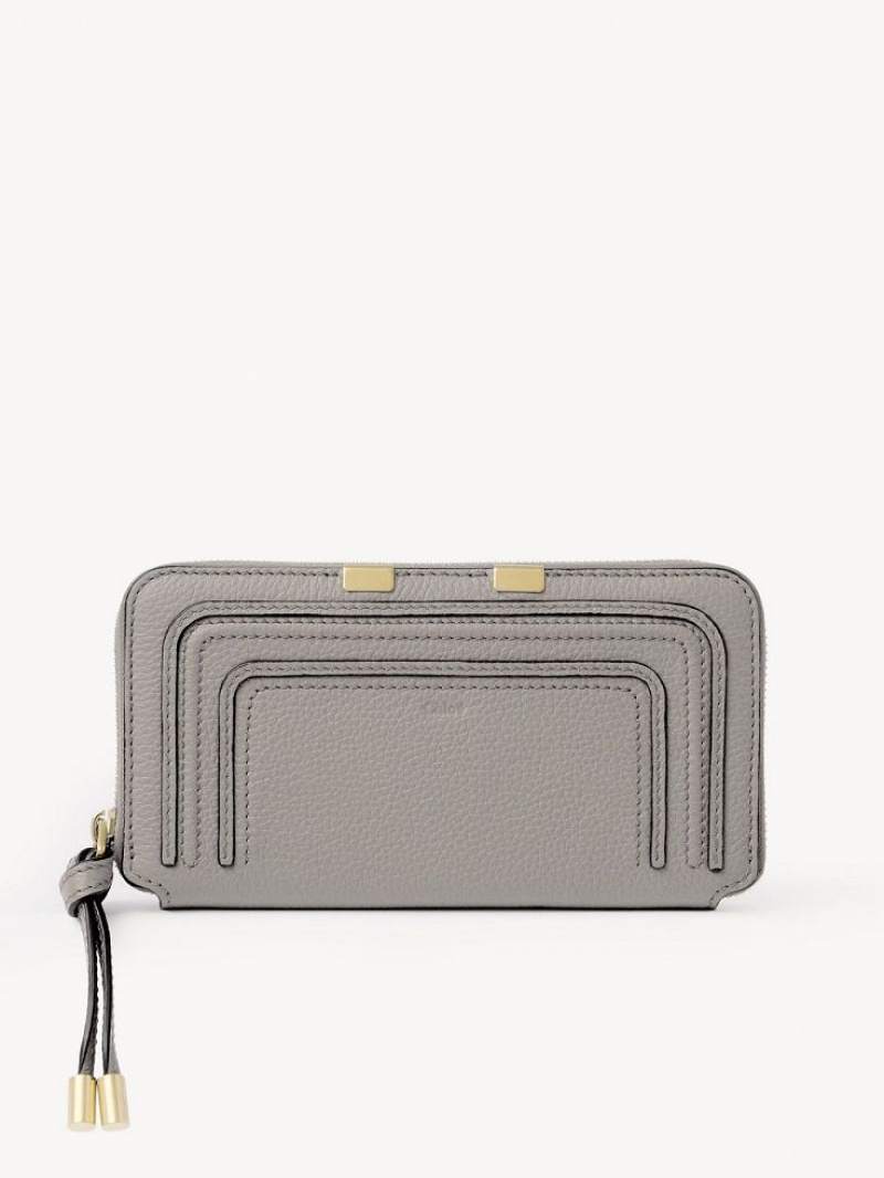 Chloe Marcie Zippered Long Wallets Cashmere Grey | CHE-SR14297