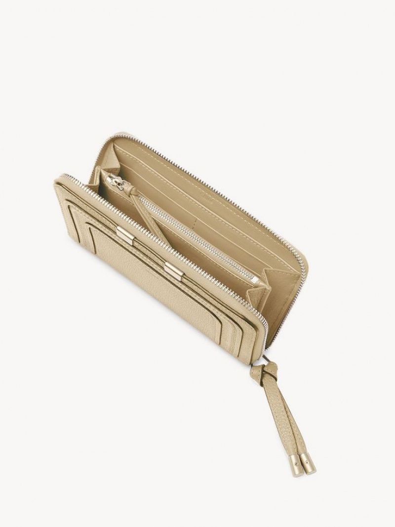 Chloe Marcie Zippered Long Wallets Root Beige | CHE-SR14304