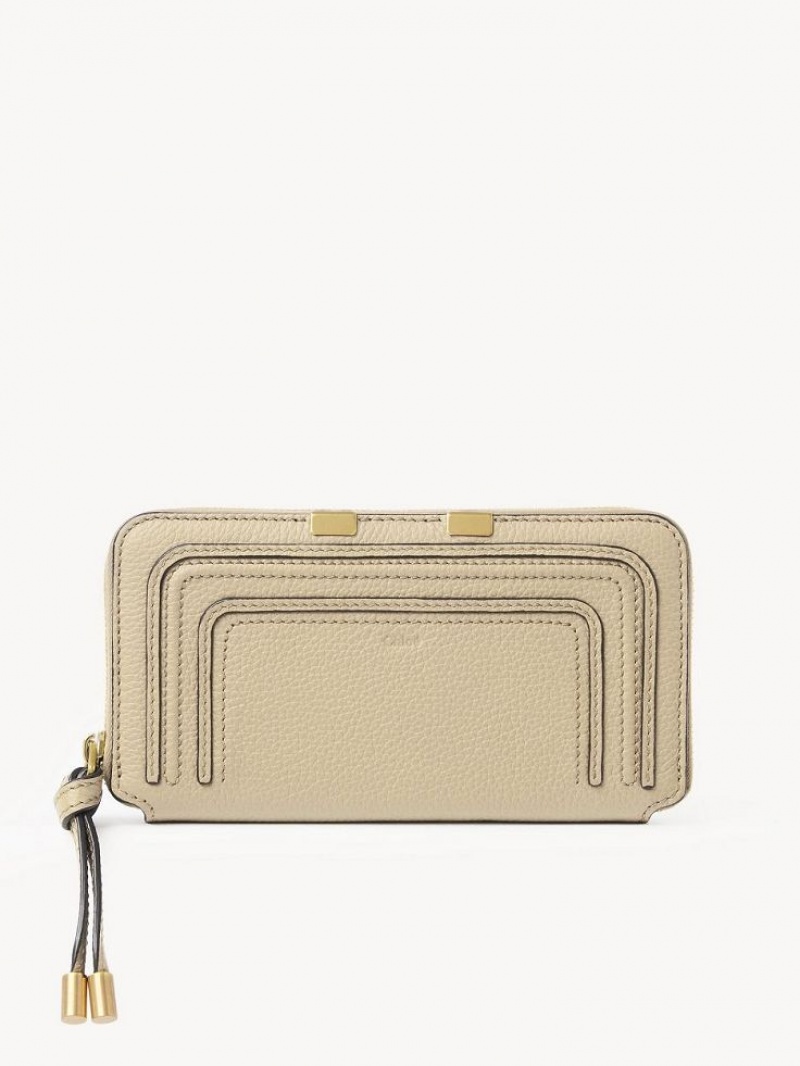 Chloe Marcie Zippered Long Wallets Root Beige | CHE-SR14304