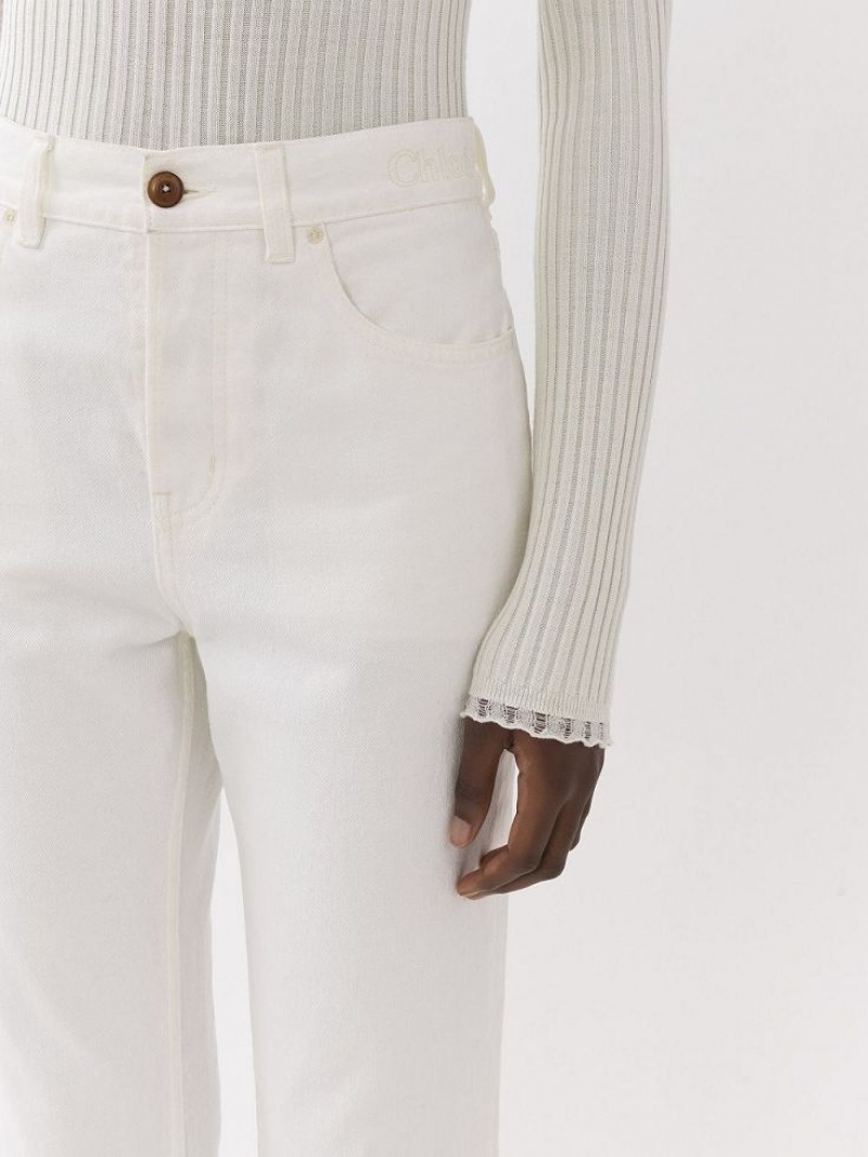 Chloe Masaya Cropped Straight Jeans White | CHE-SR13972