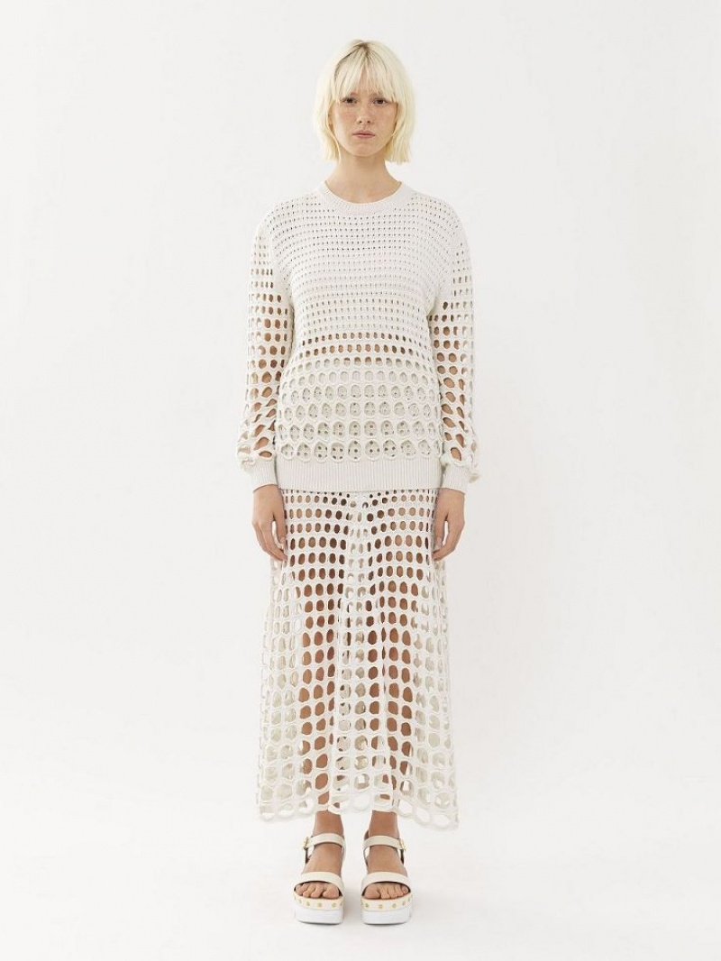 Chloe Maxi Flared Knitwear White | CHE-SR13930