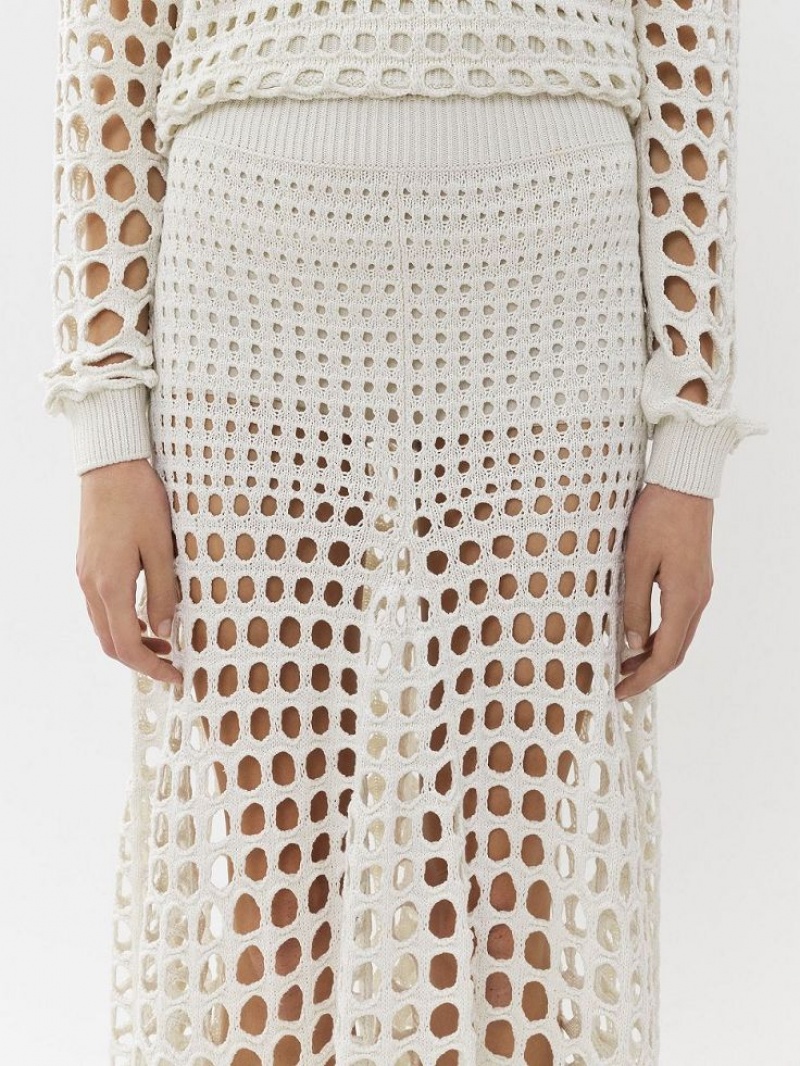 Chloe Maxi Flared Knitwear White | CHE-SR13930