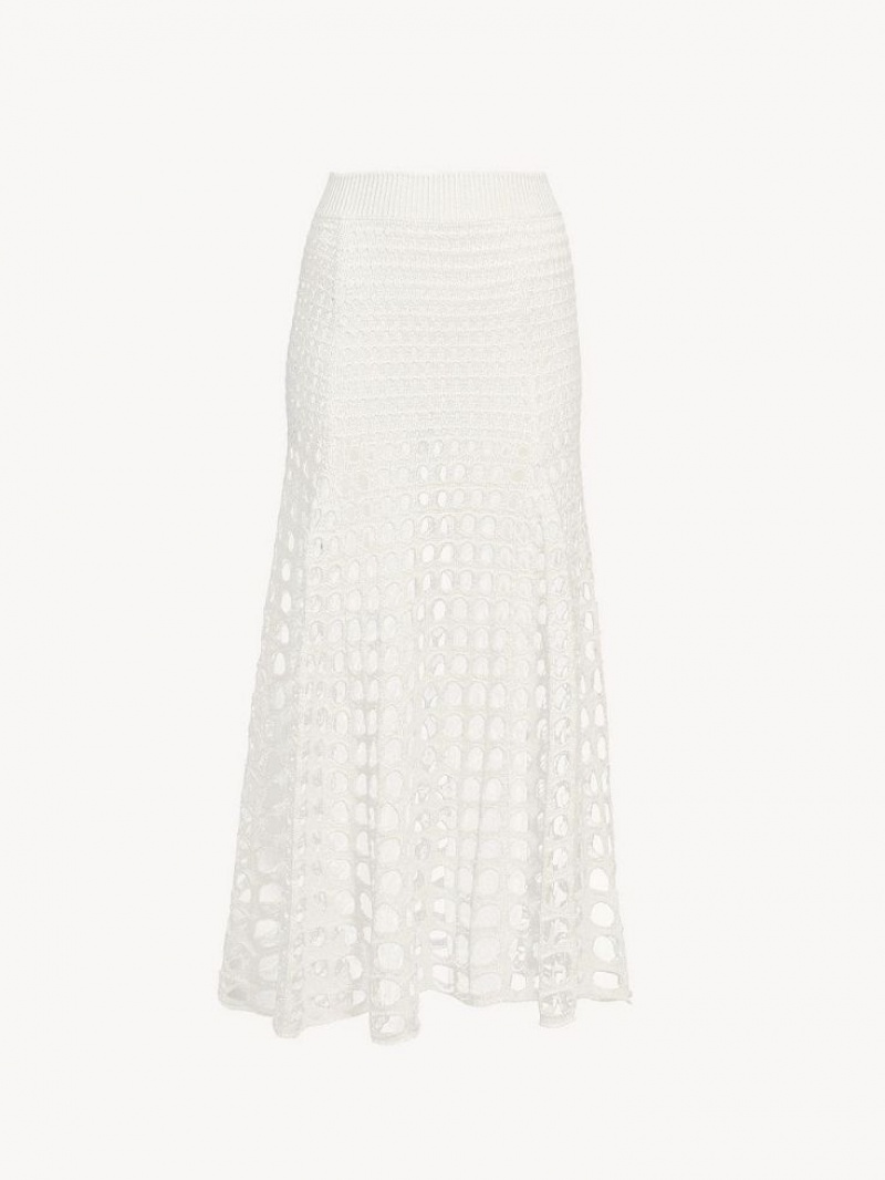 Chloe Maxi Flared Knitwear White | CHE-SR13930