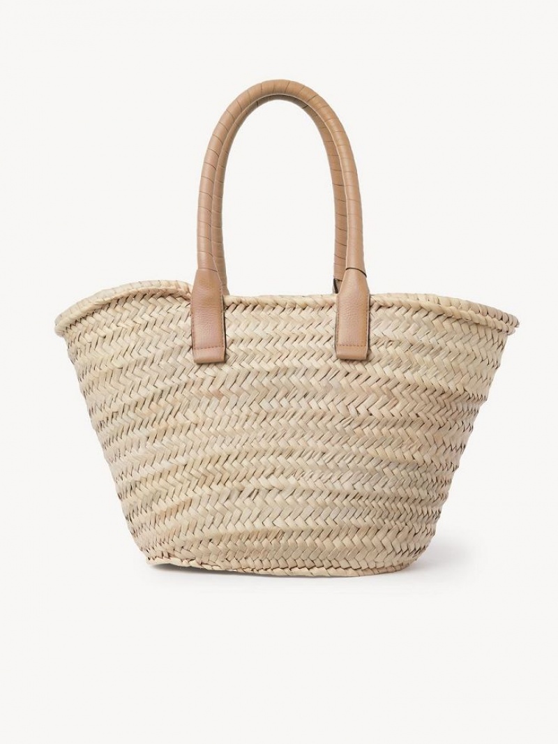 Chloe Medium Marcie Basket Tote Bags Light Tan | CHE-SR13292