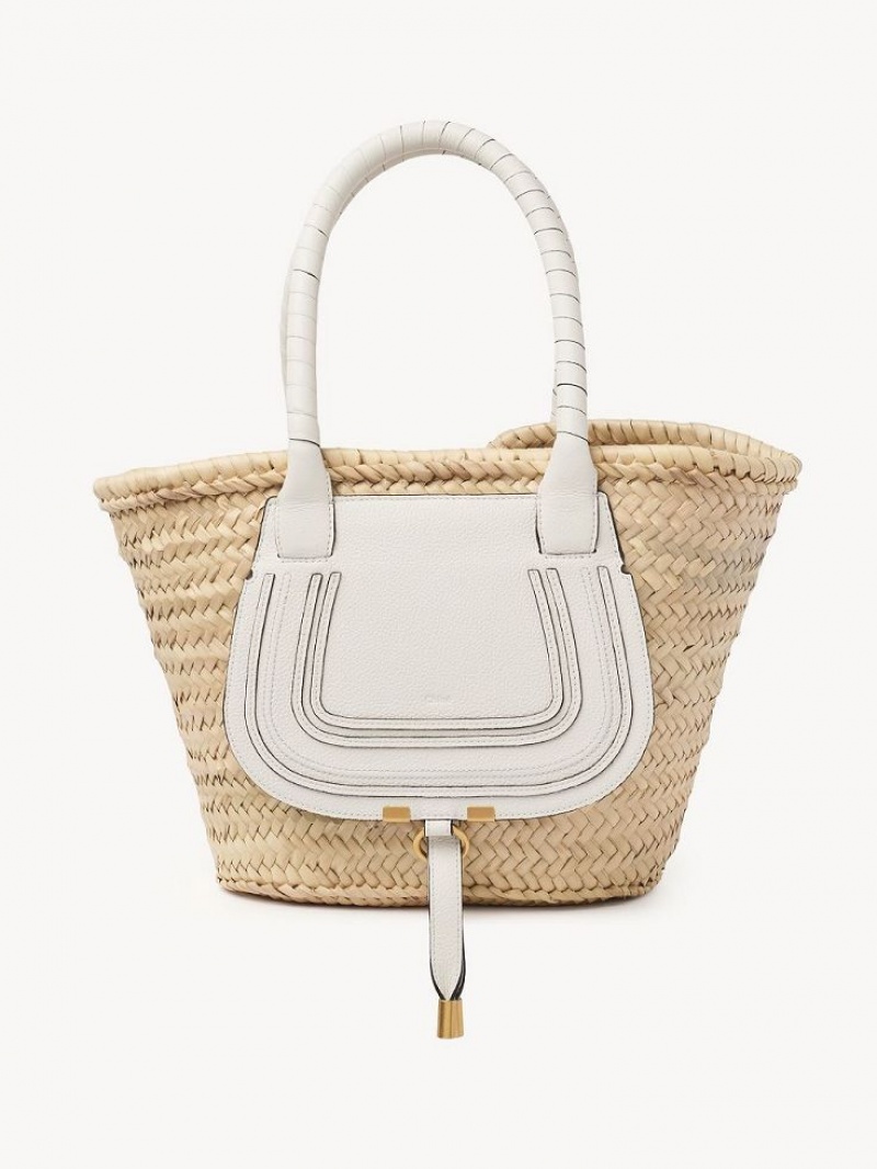 Chloe Medium Marcie Basket Tote Bags White | CHE-SR13291