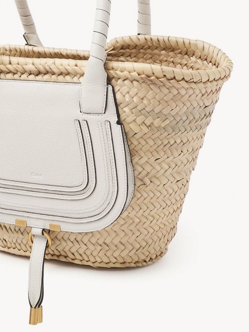 Chloe Medium Marcie Basket Tote Bags White | CHE-SR13291