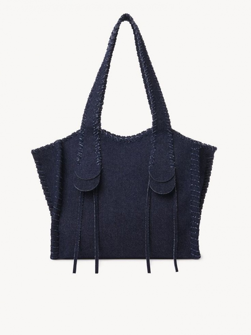 Chloe Medium Mony Tote Bags Denim | CHE-SR13309