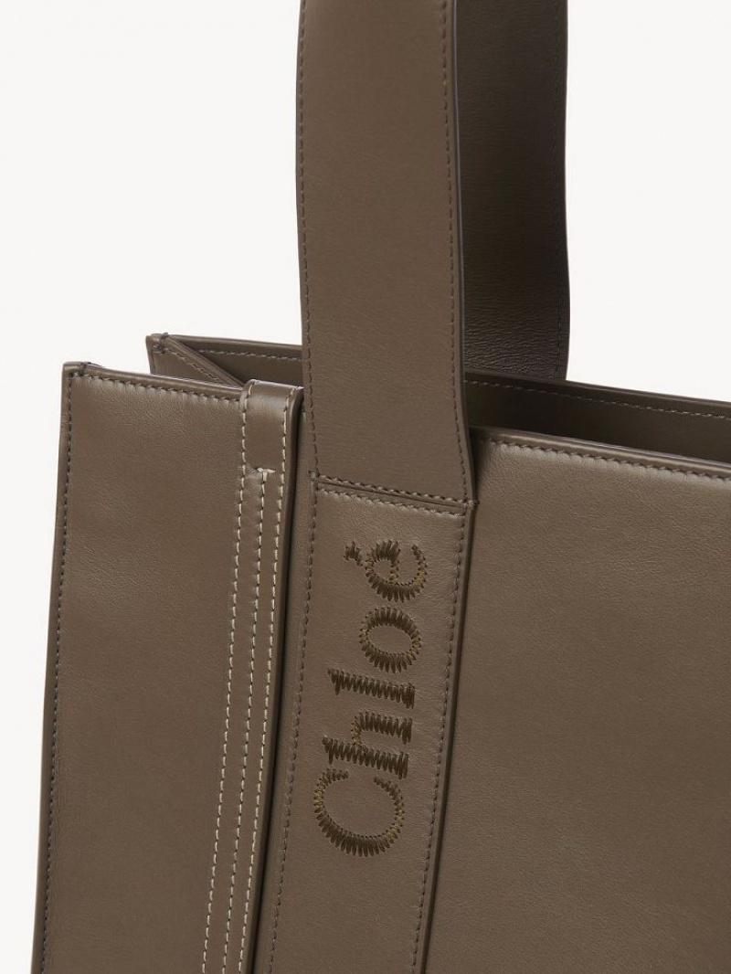 Chloe Medium Woody Tote Bags ARMY GREEN | CHE-SR13340