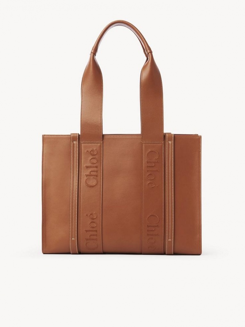 Chloe Medium Woody Tote Bags Caramel | CHE-SR13346