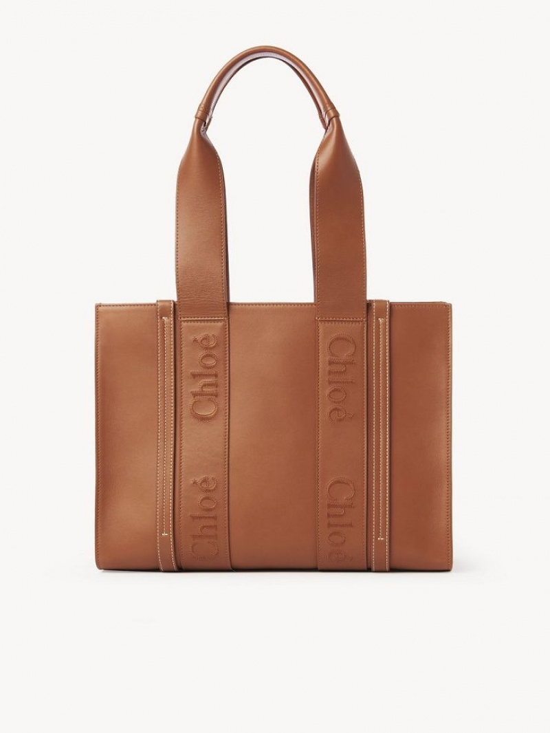 Chloe Medium Woody Tote Bags Caramel | CHE-SR13346