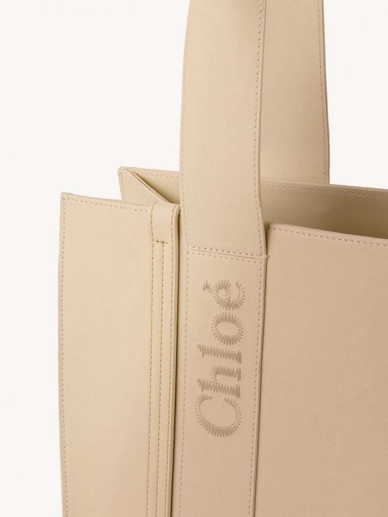 Chloe Medium Woody Tote Bags Cement Pink | CHE-SR13355