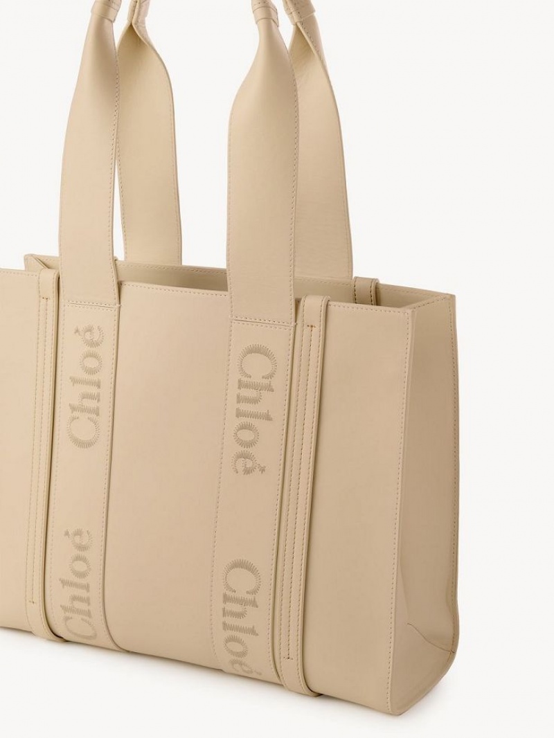 Chloe Medium Woody Tote Bags Cement Pink | CHE-SR13355