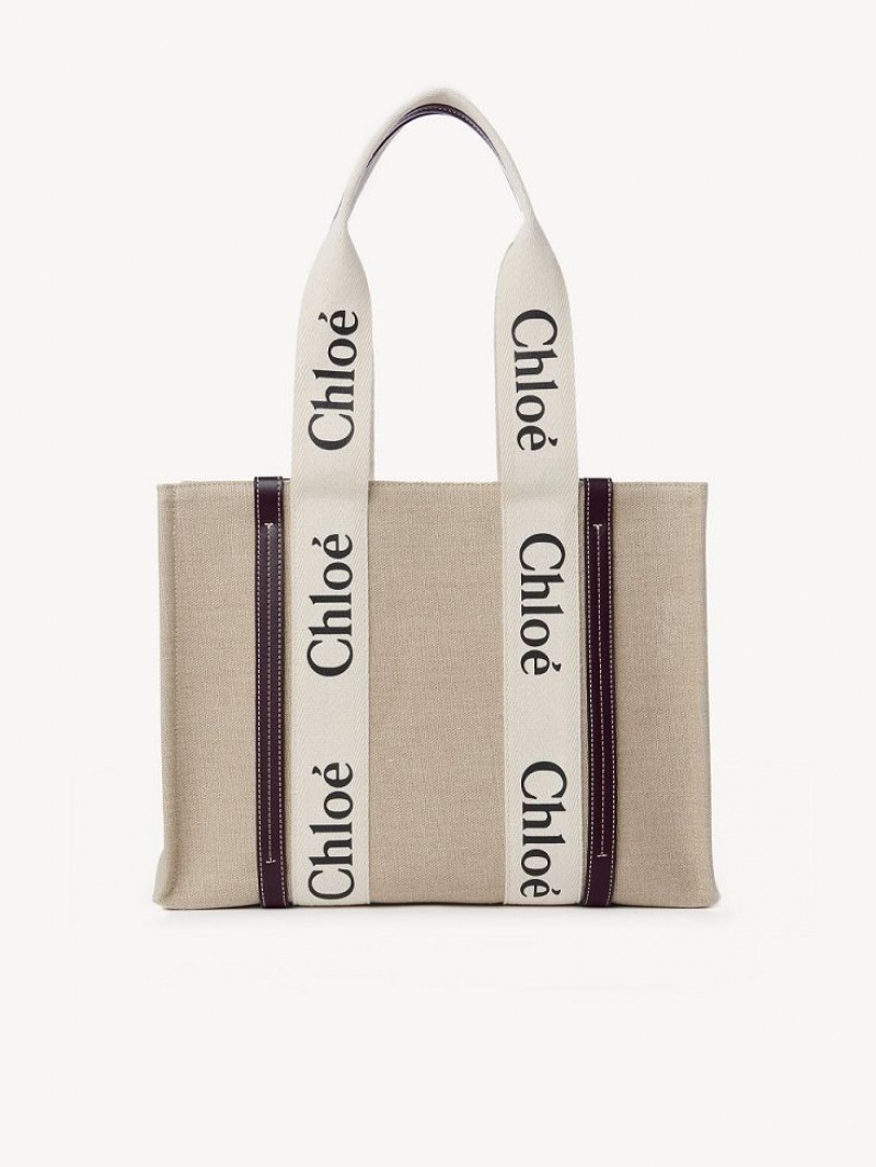 Chloe Medium Woody Tote Bags DEEP VIOLINE | CHE-SR13362