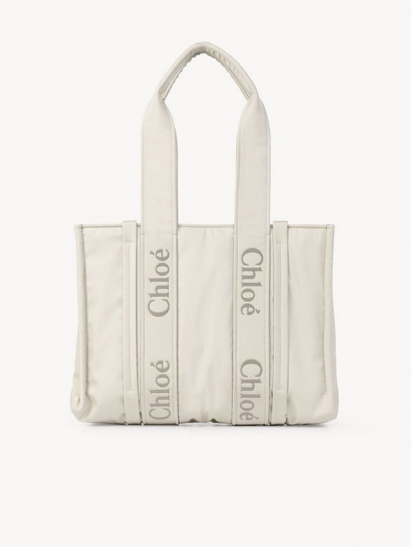 Chloe Medium Woody Tote Bags DUSTY IVORY | CHE-SR13288