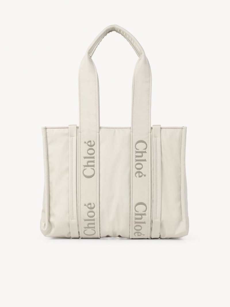 Chloe Medium Woody Tote Bags DUSTY IVORY | CHE-SR13288