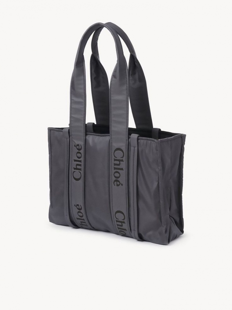 Chloe Medium Woody Tote Bags Elephant Grey | CHE-SR13350