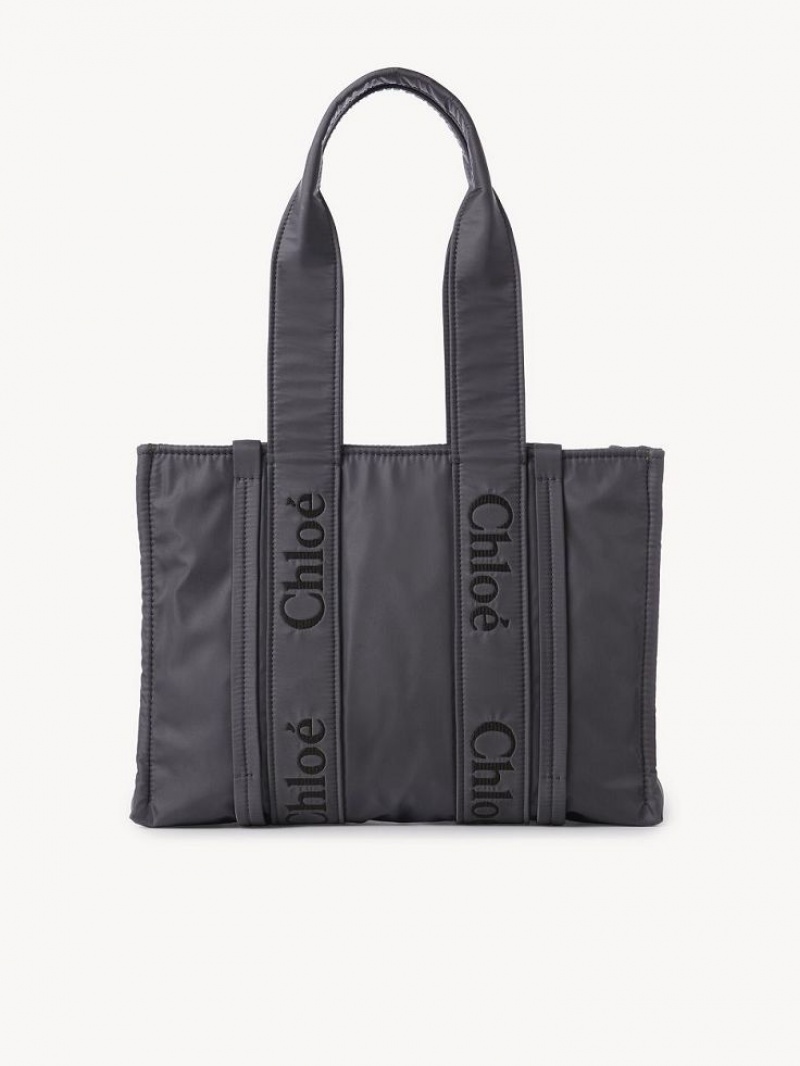 Chloe Medium Woody Tote Bags Elephant Grey | CHE-SR13350