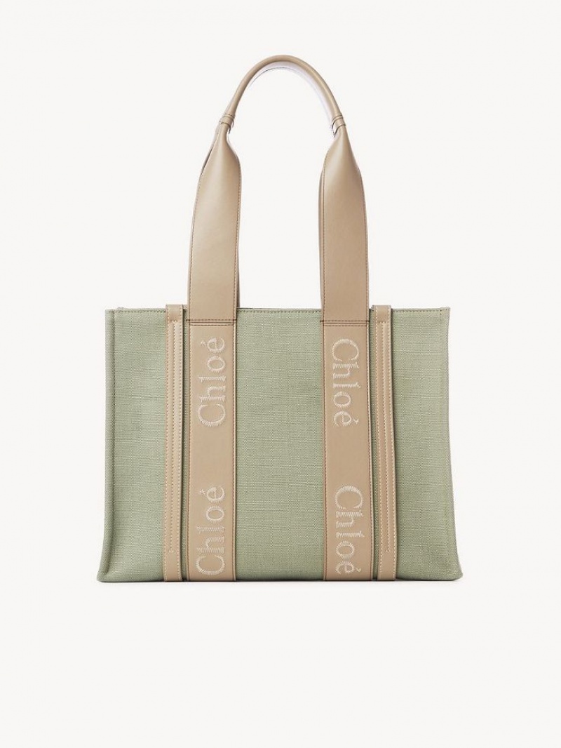 Chloe Medium Woody Tote Bags FADED GREEN | CHE-SR13314