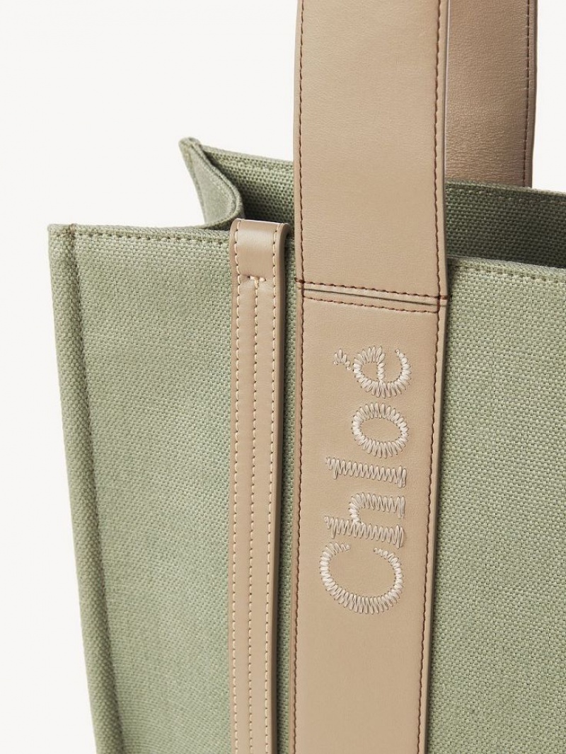 Chloe Medium Woody Tote Bags FADED GREEN | CHE-SR13314