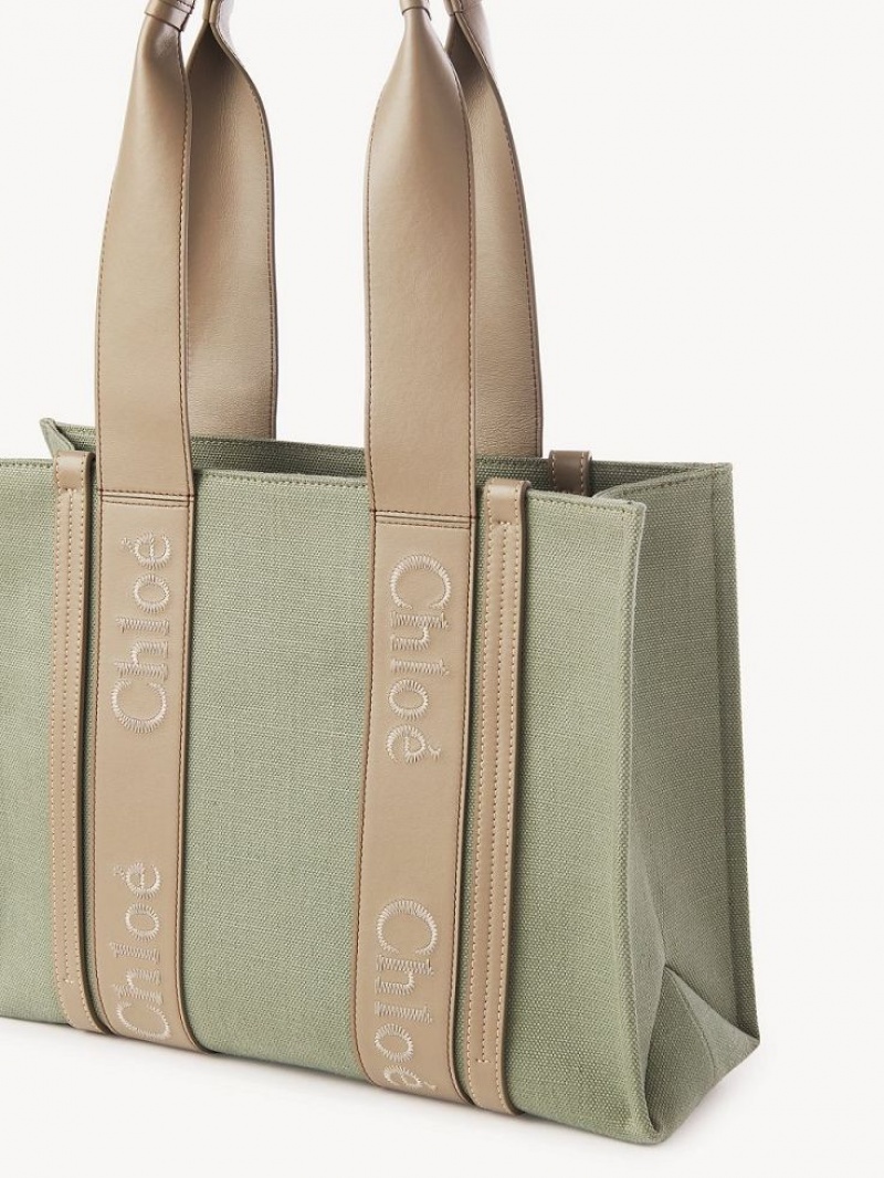 Chloe Medium Woody Tote Bags FADED GREEN | CHE-SR13314